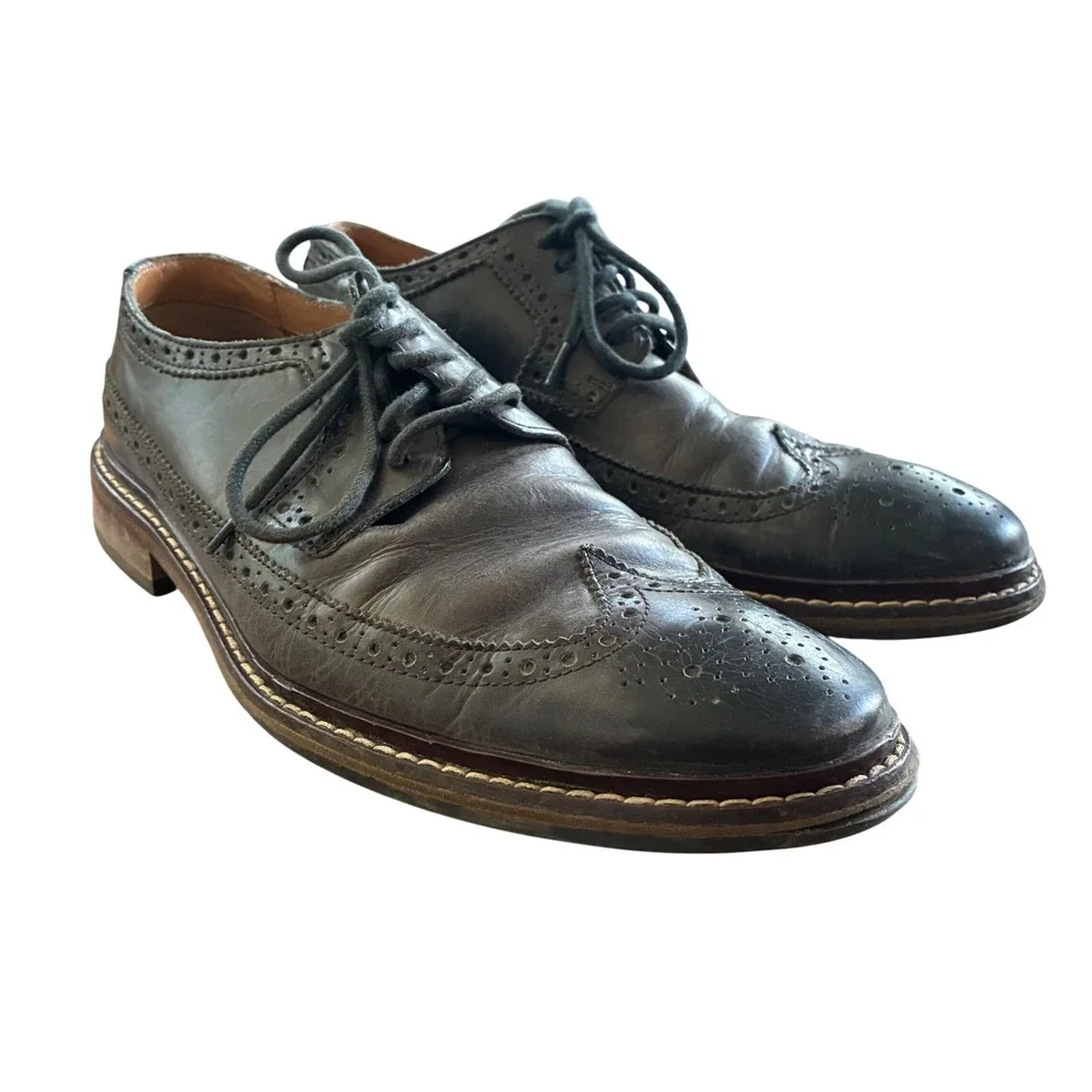 Cole Haan Wingtip Oxford Men 7.5 M Gray Brown Old Money Office Academia Preppy